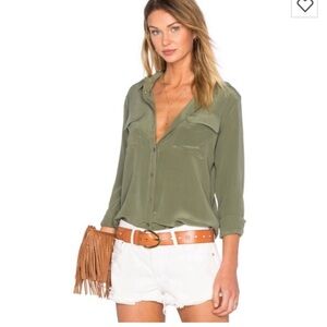 Olive Green Women's Button-Up Blouse